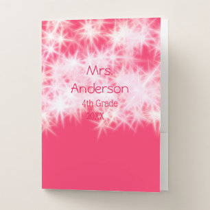 Red pink glitter sparkle Back to school teacher ap Pocket Folder