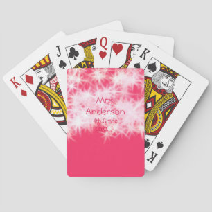 Red pink glitter sparkle Back to school teacher ap Poker Cards