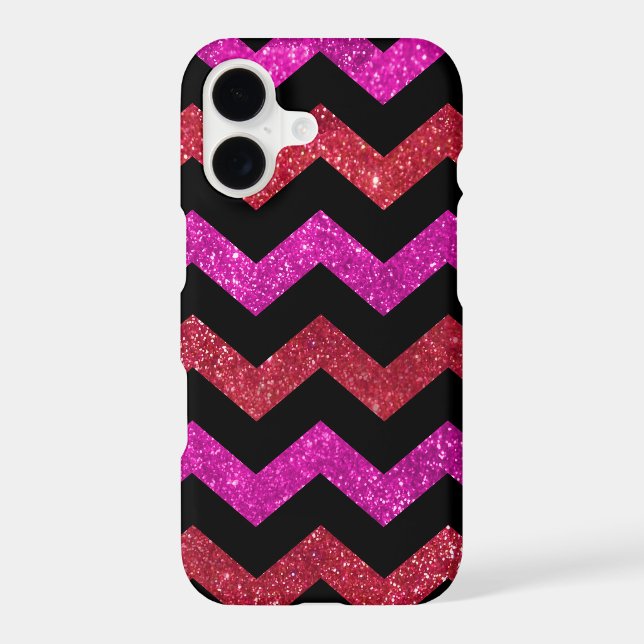 Red Pink Glitter Zigzag Pattern Iphone Case (Back)