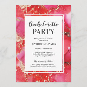 Red Pink Gold Bachelorette Party Invitation