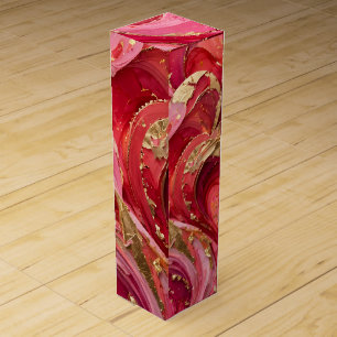 Red & Pink Gold Swirl Luxury Wine Gift Box