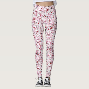 Red, Pink & Gray Hearts, Splatter Paint Leggings