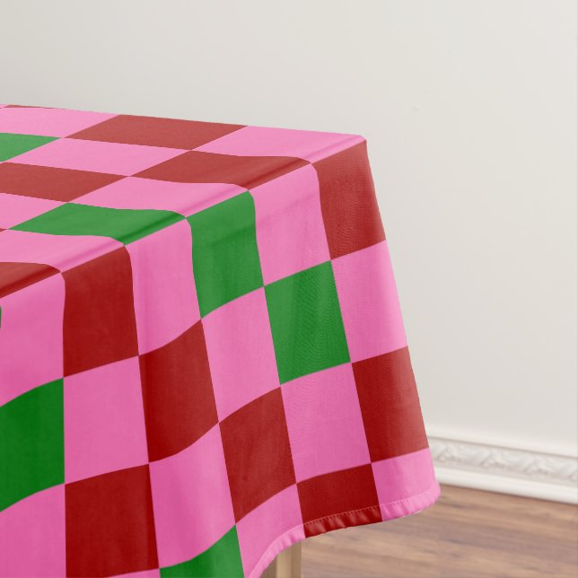 Red Pink Green Checkered Pattern Design  Tablecloth (In Situ)
