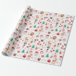 Red Pink Green Christmas Santa Winter Wonderland Wrapping Paper<br><div class="desc">This whimsical design features a delightful and playful illustration of beloved Christmas elements,  beautifully rendered in a heartwarming palette of red,  green,  pink,  and white.</div>