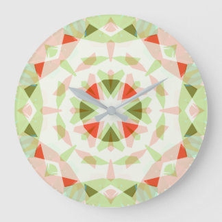 Red Pink Green Christmas Star Dopamine Decor Large Clock