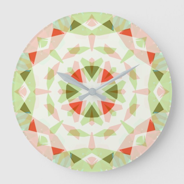 Red Pink Green Christmas Star Dopamine Decor Large Clock (Front)