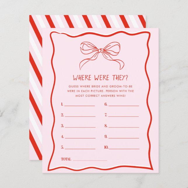 Red Pink Hand Drawn Bow Where Were They Xmas Game (Front/Back)