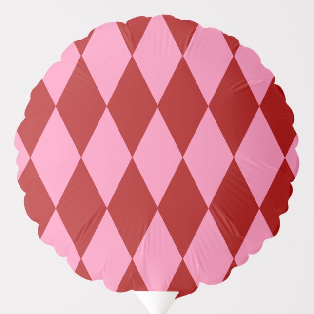 Red Pink Harlequin Checkered Design  Balloon (Front)