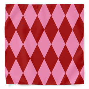 Red Pink Harlequin Checkered Design  Bandana