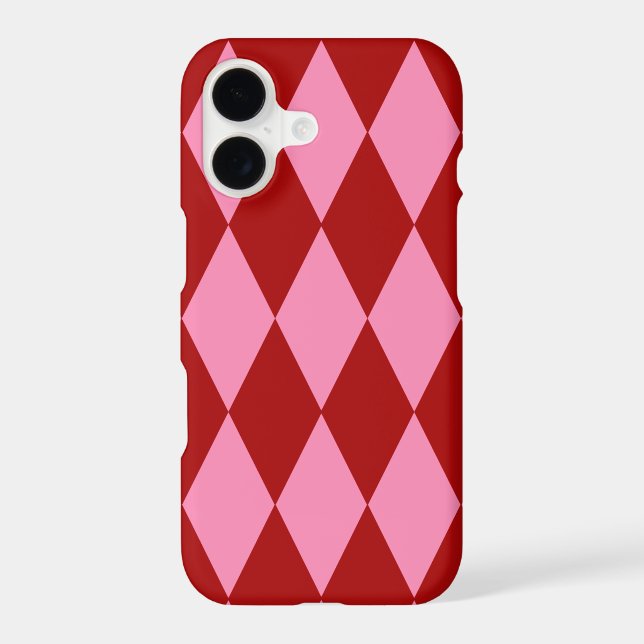 Red Pink Harlequin Checkered Design  Case-Mate iPhone Case (Back)