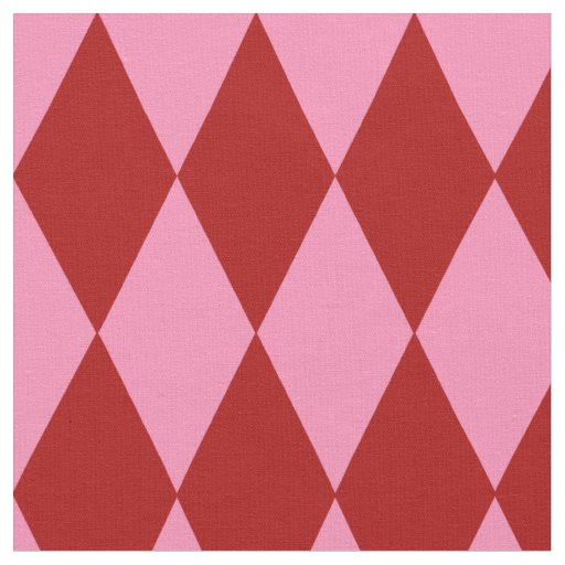 Red Pink Harlequin Checkered Design  Fabric