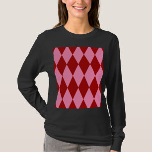 Red Pink Harlequin Checkered Design T-Shirt