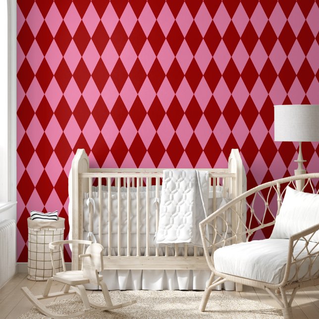 Red Pink Harlequin Checkered Design  Wallpaper (Creator Uploaded)