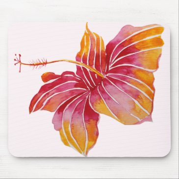 Red & Pink Hawaiian Hibiscus Flower Mousepad