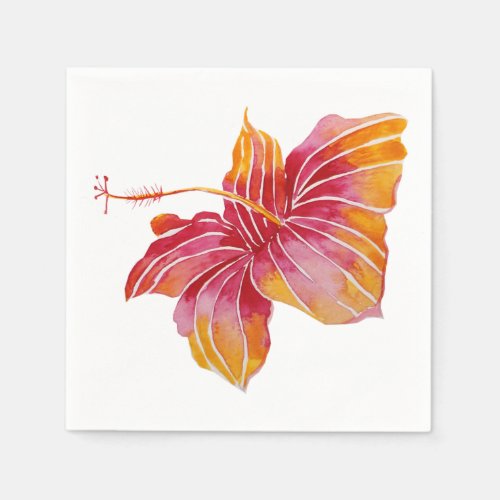 Red  Pink Hawaiian Hibiscus Flower Paper Napkins