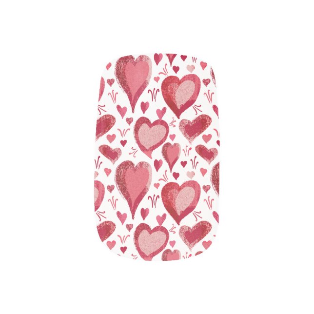 Red Pink Heart Drawing Pattern Valentine's day  Minx Nail Art (Right Thumb)