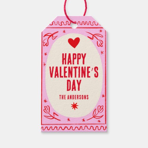 Red Pink Heart Happy Valentines Day  Gift Tags