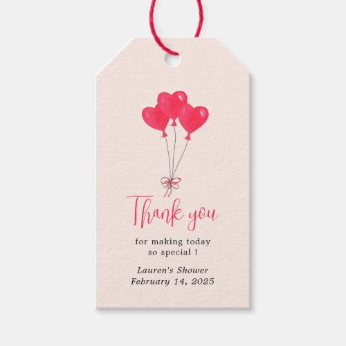 Red  Pink Heart Love Bridal Shower thank you  Gift Tags