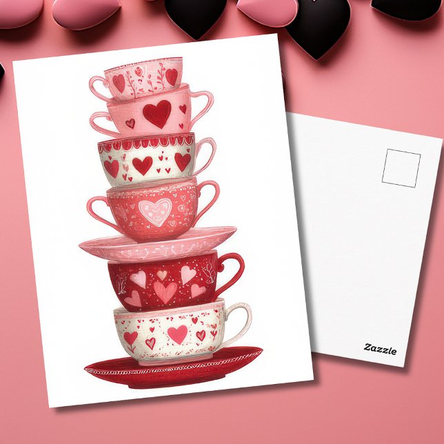 Red Pink Heart Mugs Valentine`s Day Card  (Creator Uploaded)