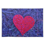 Red  Pink  Heart On Purple Grass. Placemat at Zazzle