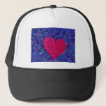Red  Pink  Heart On Purple Grass. Trucker Hat at Zazzle