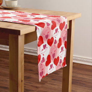 Red & Pink Heart Pattern for Valentines Day Short Table Runner