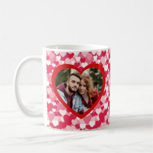 Red & Pink Heart Pattern Two Photo Personalized Coffee Mug