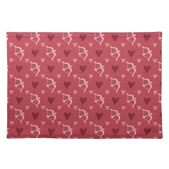 RED & PINK HEART PATTERNS CLOTH PLACEMAT (Front)