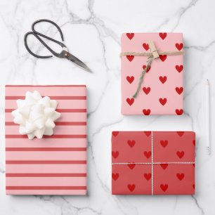 Red pink heart Valentine’s Day Wrapping Paper Sheets