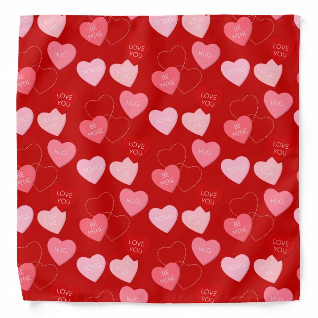 Red & Pink Heart Valentine's Day Gift, Heart's Day Bandana (Front)