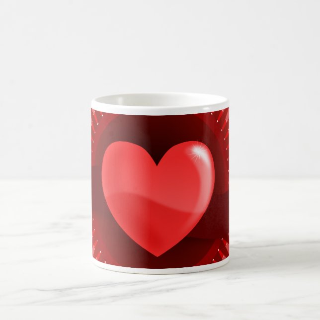 Red Pink Heart Valentine's Day Love Gifts Coffee Mug (Center)