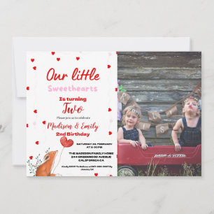 Red Pink Heart Valentine's Day Sweetheart Birthday Invitation