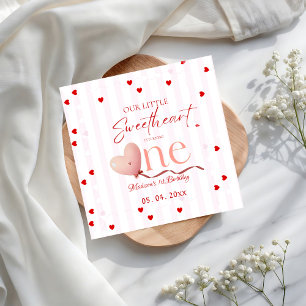 Red Pink Heart Valentine's Day Sweetheart Birthday Napkins
