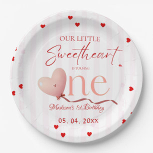 Red Pink Heart Valentine's Day Sweetheart Birthday Paper Plates