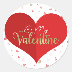 Red & Pink Heart Valentine's Party Classic Round Sticker