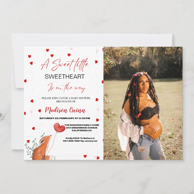 Red & Pink Heart ValentineSweetheart Baby Shower Invitation (Front)