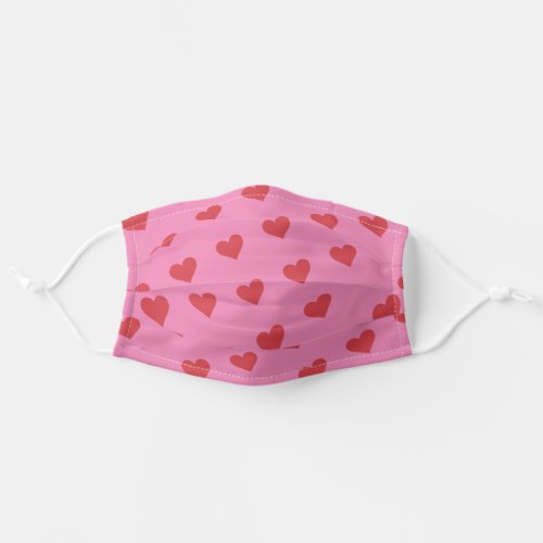 Red  Pink Hearts Adult Cloth Face Mask