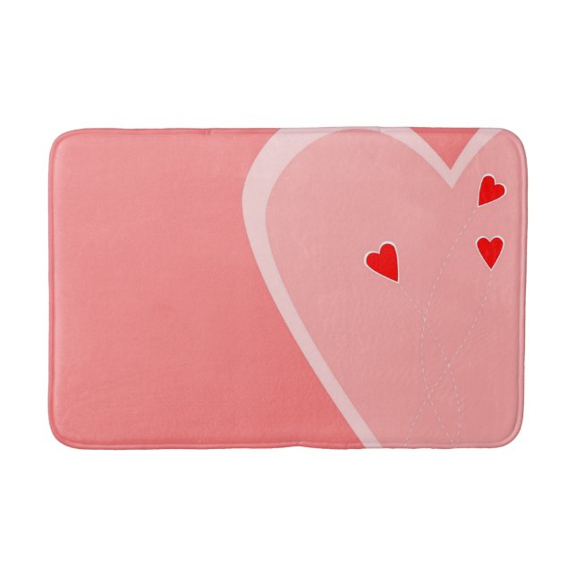 Red & pink hearts bathroom mat (Front)