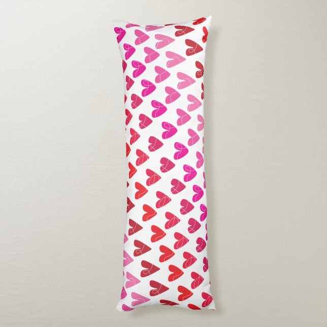 Red & Pink Hearts Body Pillow (Back (Vertical))
