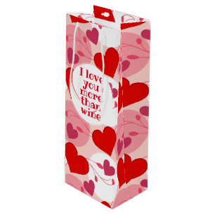 Red & Pink Hearts Funny Valentine's Day Wine Gift Bag