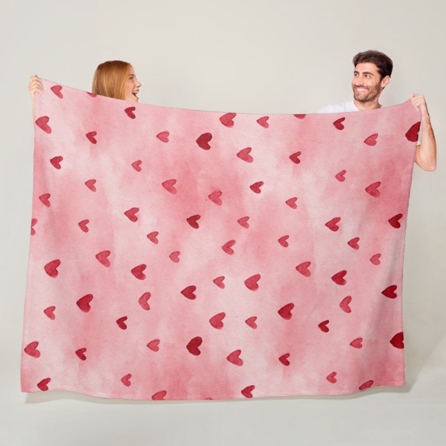Red Pink Hearts Love   Fleece Blanket (In Situ)