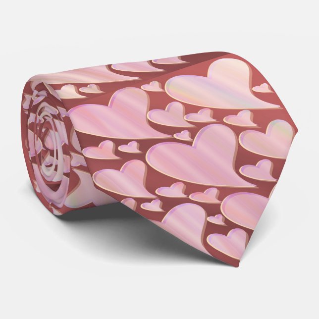 red, pink hearts, love, gift, heart, love, icon, neck tie (Rolled)