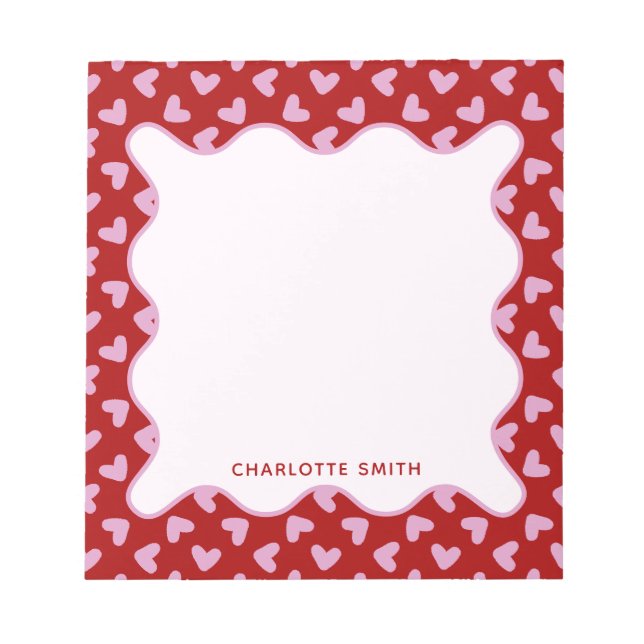 Red Pink Hearts Pattern Valentine Gift Notepad (Front)