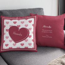 Red   Pink Hearts Pattern w/ Note Valentine's Day Throw Pillow