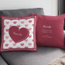 Red + Pink Hearts Pattern w/ Note Valentine's Day Throw Pillow
