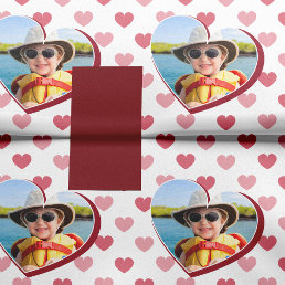 Red + Pink Hearts Pattern w/ Photo Valentine&#39;s Day Tissue Paper