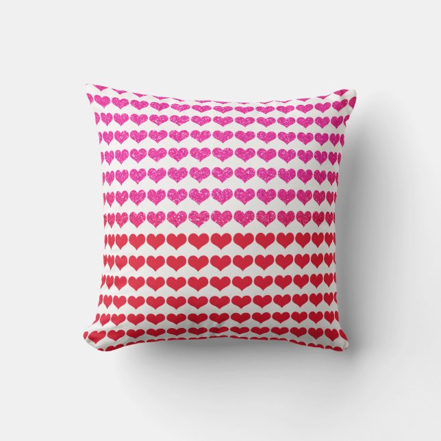 Red Pink Hearts Rose Gold Pattern Ombre 2022 Outdoor Pillow (Front)