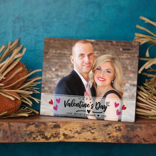 Red Pink Hearts Scribbled Valentines Day Photo Plaque