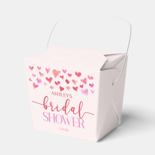 Red Pink Hearts Valentine Bridal Shower  Favor Boxes