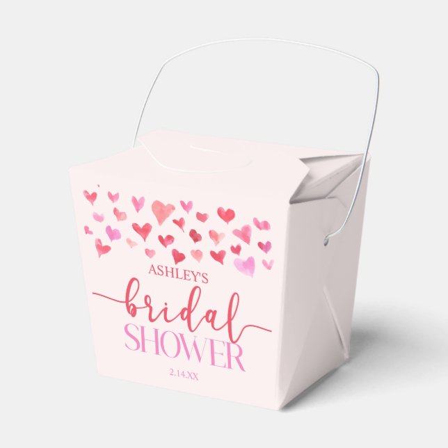 Red Pink Hearts Valentine Bridal Shower  Favor Boxes (Front Side)